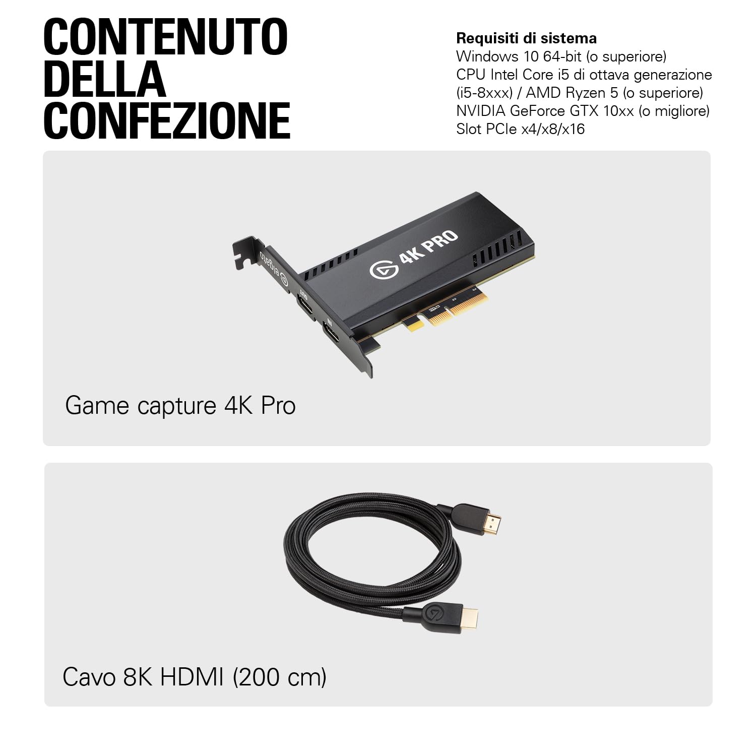 Elgato 4K Pro, Scheda Acquisizione Interna: Passaggio diretto 8K60|4K60 HDR10 con Latenza Ultra-Bassa su PS5|Pro, Xbox Series X|S, Nintendo Switch 2, OBS e Altro, per Streaming, Compatibile PC|Dual PC