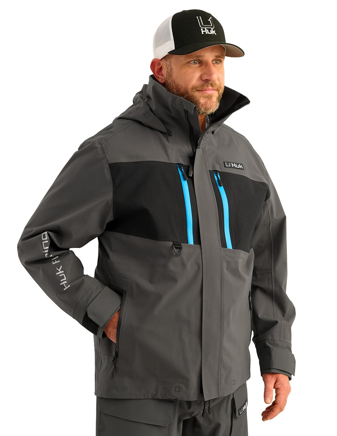 HUK Mens Pro Series Jacket Waterproof Fishing Jacket Breathable Performance Outerwear