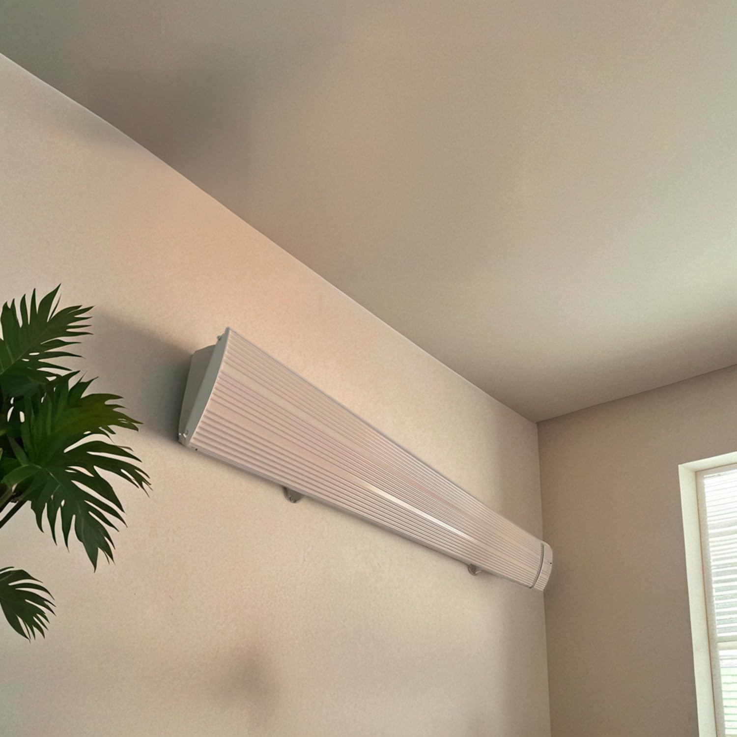 Mpc Marbella 1500w Calentador Cerámico Infrarrojo Blanco Sin Emisión De Luz Elemento Calefactor De Aleación De Aluminio Extruido Recubrimiento Cerámico Mando a Distancia Ip65