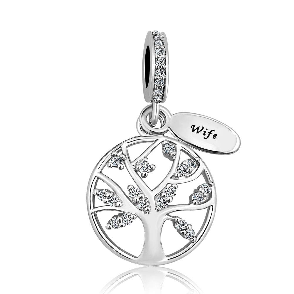 KorliyaFamily Tree Of Life Charm Dangle Bead for Snake Chain Bracelets