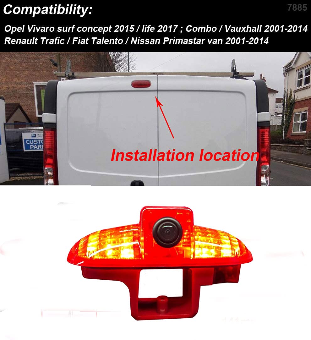 Caméra De Recul Feu Stop - Compatible Renault Trafic/Opel Vivaro 2014+ - HD 600TVL Vision Nuit
