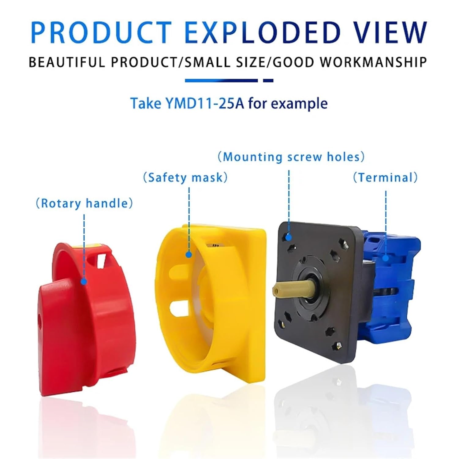 YMD11-63A Isolator Switch 3/4P Rotary Select Pad Lock On-Off Power Silver Contact LW30 1Pcs(4P 8Terminals)