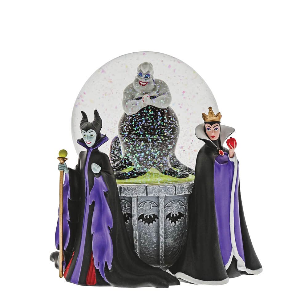 Department 56 Disney Villains Ursula, Maleficent and Evil Queen Lit Waterglobe Waterball, 5.91 Inch, Multicolor