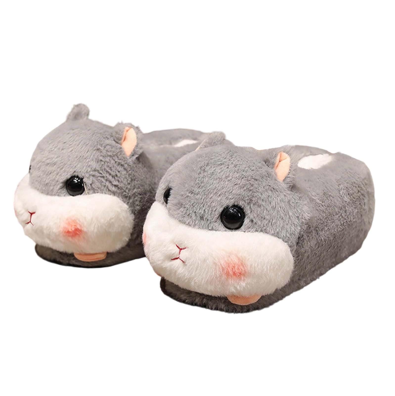 Pantuflas para mujer, diseño de animales de dibujos animados con tacones acolchados, para invierno, cálidas, para interiores