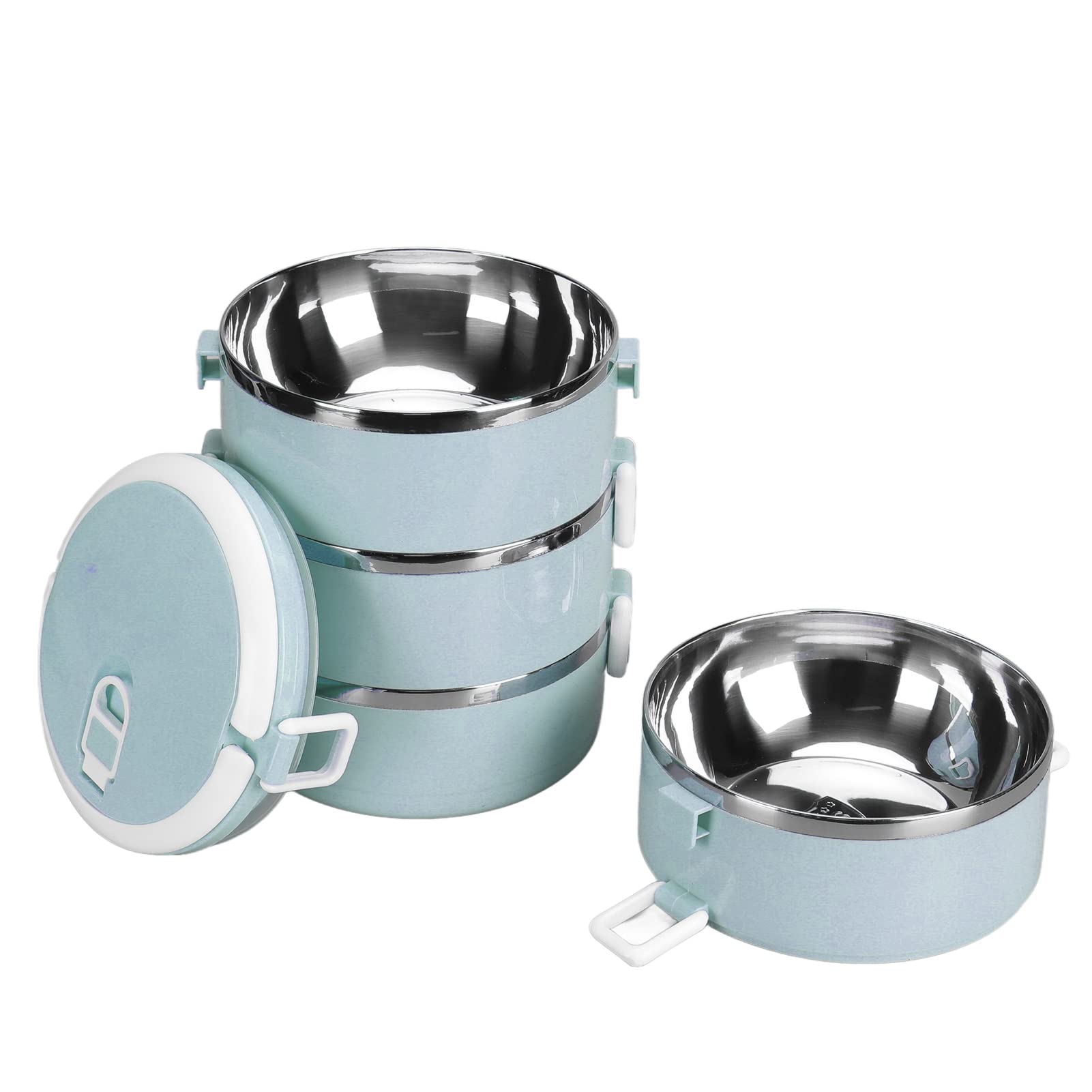 Thermos per cibi caldi, contenitore per il pranzo, contenitore per alimenti, fibbie di sicurezza per contenitori per il pranzo termici in acciaio inossidabile con anello di tenuta (four floors-blu)