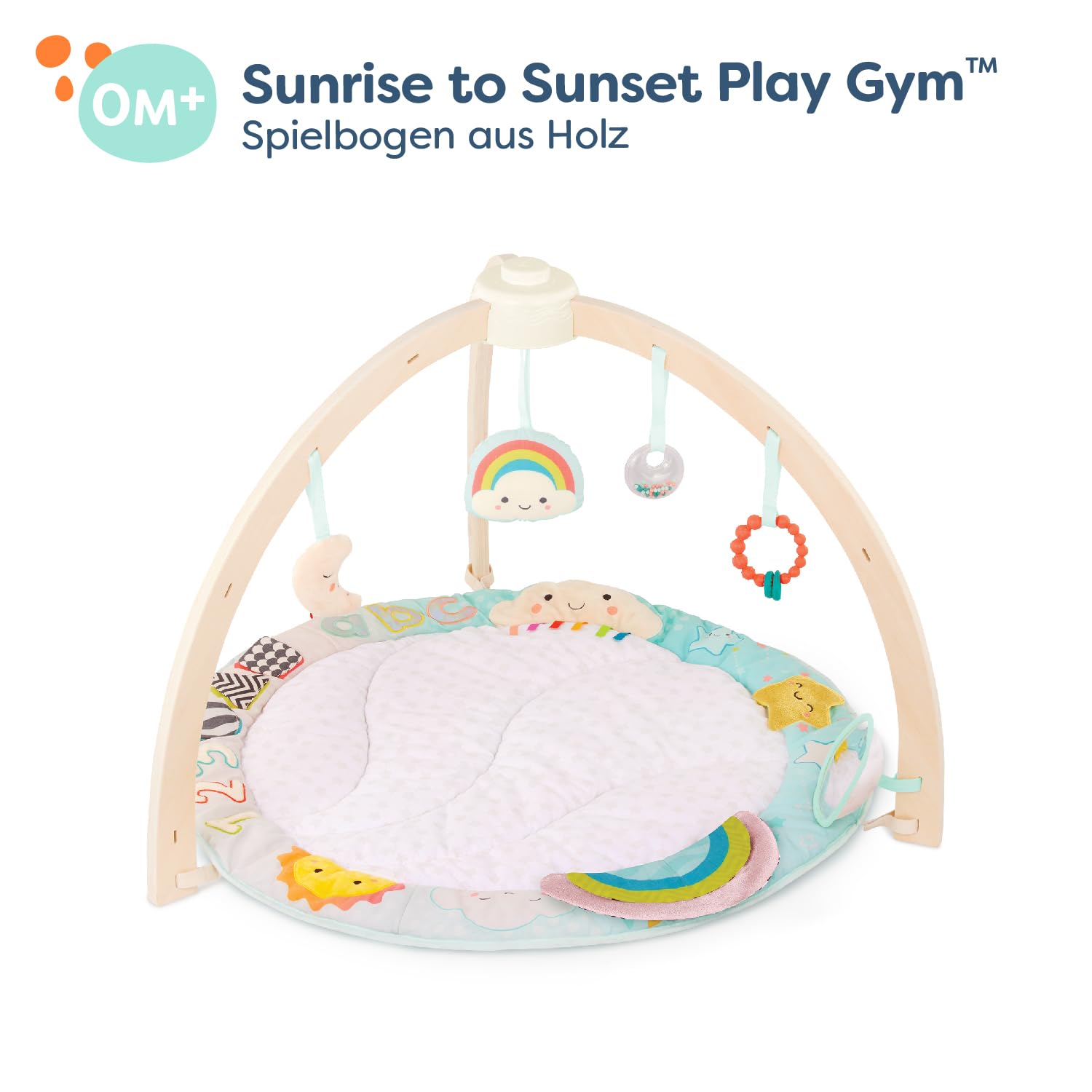 B. toys - Sunrise to Sunset Play Gym - Baby Gym aus Holz - Weiche Spielmatte - Hängendes sensorisches Spielzeug - Entwicklungsfördernde Aktivitäten - Neugeborene