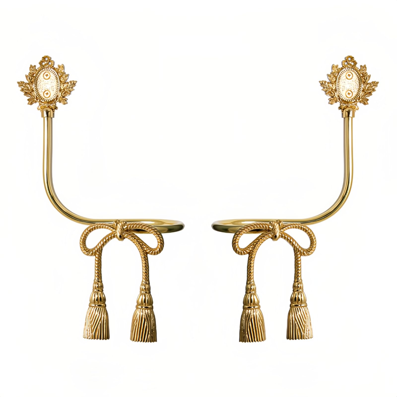 Fermacravatte per Tende, fermatende in Ottone, fermatende a Fiocco per la Decorazione della casa, Confezione da 2 per Tende da Soggiorno (Set di Due (Sinistra + Destra)),Set of Two(Left+Right)