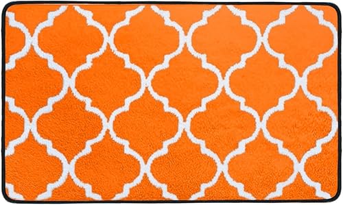 Miniatura 2 de Scceatti Tapete de cocina suave, color naranja, antideslizante, de terciopelo, para exteriores, para entrada, piso, diseño duradero, tapete de