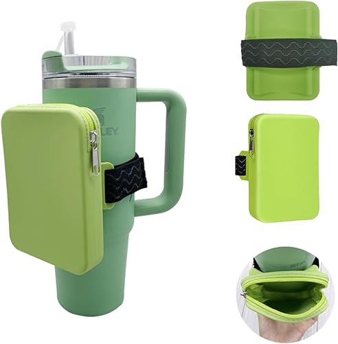 Bolsa de silicona para botella de agua para Stanley, portador de vasos con bolsillo con cremallera para Stanley de 30 oz40 onzas e IceFlow 2030
