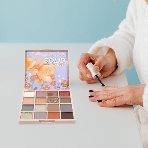 Miniatura 8 de Ipetboom 1 caja de esmalte de uñas de gel sólido, paleta de esmalte de gel de 16 colores, paleta de gel de manicura, geles de esmalte de uñas,