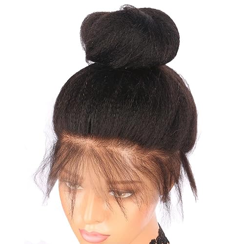 Miniatura 5 de Jessica - Pelucas de cabello humano brasileño lacio con cierre de 5 x 5 pulgadas, densidad del 180 %, cabello humano brasileño lacio Yaki para