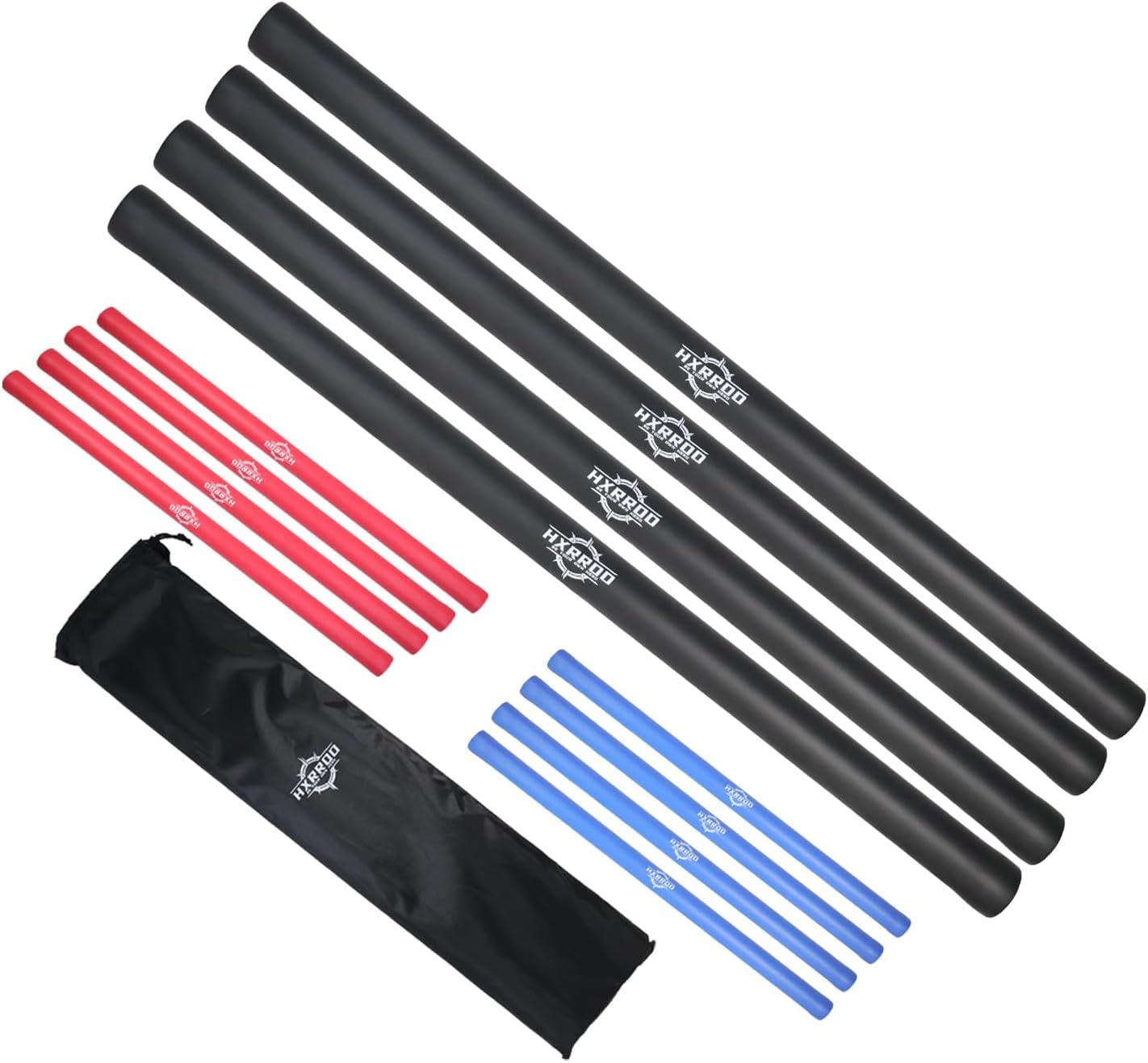 Kali Sticks Martial Arts Foam Padded Escrima Sticks for Safe Practice Training and Sparring with Carry Bag Case - 4 Packs