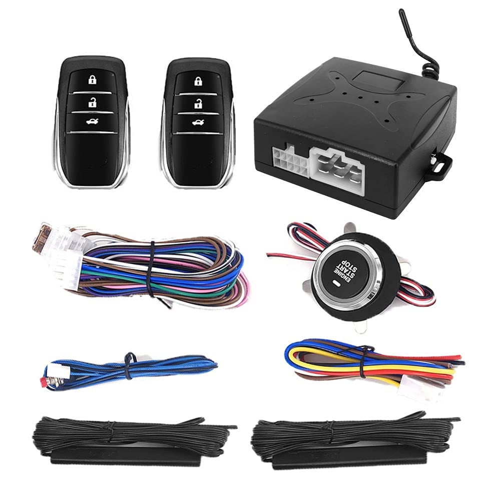 CAMFIRE Car Alarm System Passive Keyless Entry One Push Start Button Remote Engine Start Starter DC12V