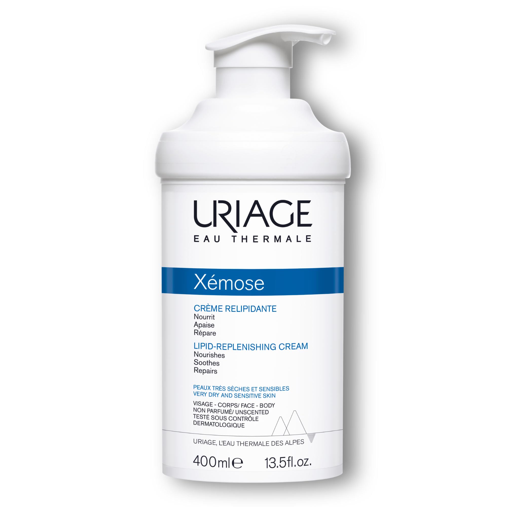 URIAGE Xémose Lipid-Replenishing Body Cream | For Dry & Very Dry Skin, with Shea Butter, Soothes Discomfort, Long-lasting Hydration, Face & Body, Paraben & Fragrance-Free, 400 mL / 13.53 Fl oz