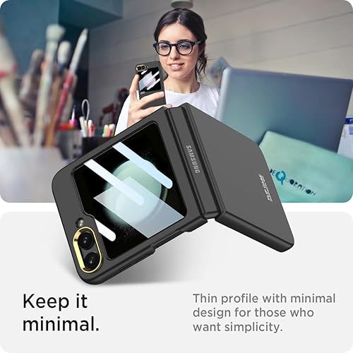 Miniatura 5 de Miimall Funda para Samsung Galaxy Z Flip 5 con protector de pantalla, textura ultra delgada al tacto de la piel, protector de pantalla de alta