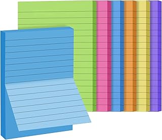 6 Pack Lined Sticky Notes 4 x 6 inch,6 Colors Self Sticky Notes, Pastel Note Pads,Cute Sticky Notes for Planner Reminder, Studying, Home Office School Supplies