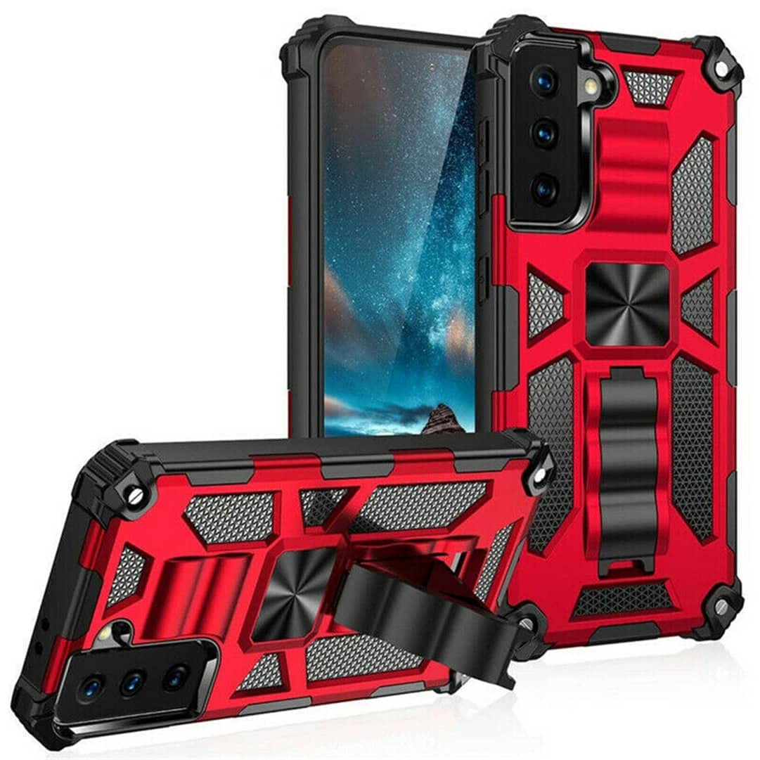 Rome Tech Phone Case for Samsung Galaxy S21 FE 5G - Armor Cases with Kickstand Military Grade Samsung Galaxy S21 FE 5G Phone Case with Stand - Samsung Galaxy S21 FE 5G Protective Case - Red