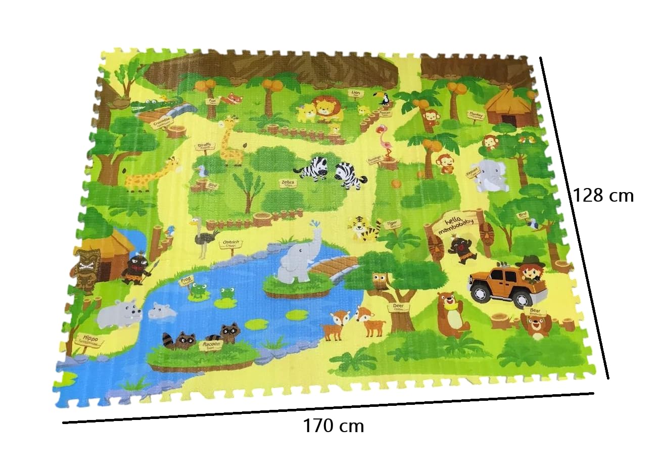 The Tickle Toe Double-Sided EVA Foam Puzzle Mat | Tummy Time| Kids Room Mat for Babies and Toddlers 5.6 x 4.2 ft. (Jungle) 1