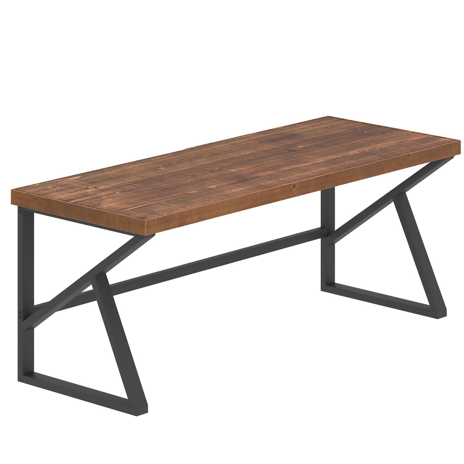 IBF Schreibtisch Massivholz Langer Computertisch Holz Echtholz Schreibtische Für Homeoffice Schreiben Studie Vintage Industriell Holzern PC Gaming Workstation Tish Braun 150 cm