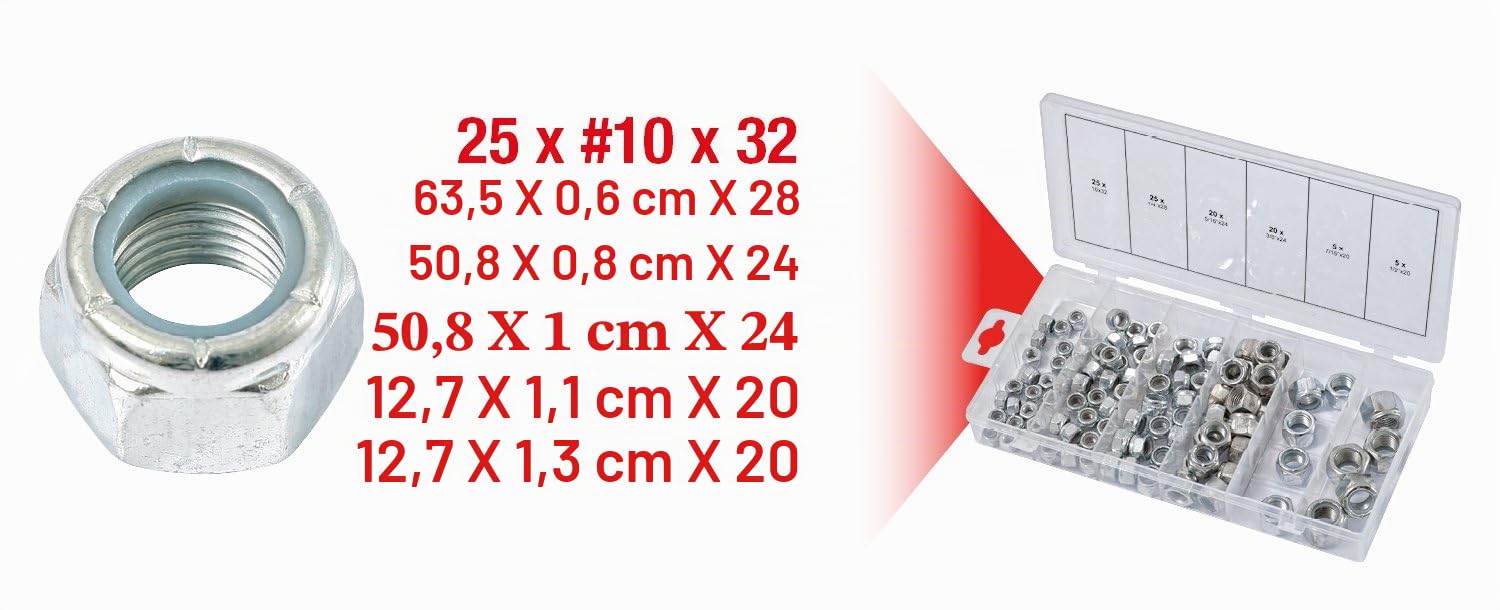 KS TOOLS 970.0490 Assortiment D'écrous Autoblocants UNF, 100 Pcs Gris