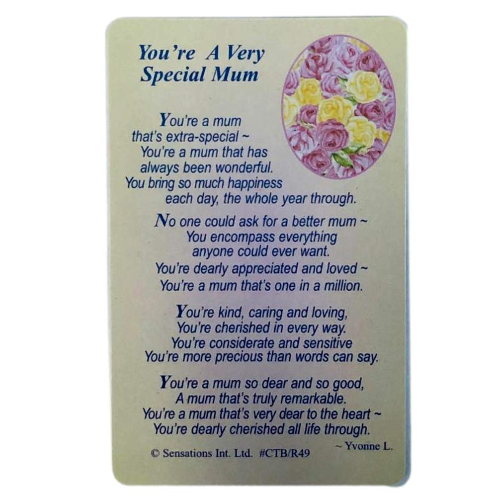 Shop Inc Sentimental Keepsake Wallet/Purse Card - Youre A Very Special Mum