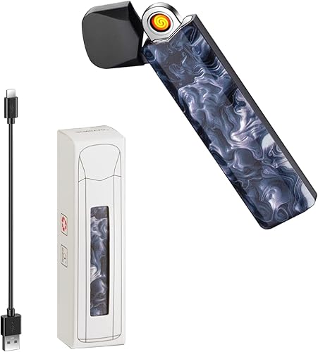 RSBYE Mini encendedor de arco recargable por USB encendedores eléctricos ultradelgados resistentes al viento encendedor de plasma con indicador de
