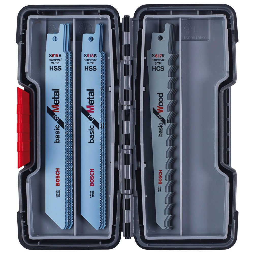 Bosch Professional Set Toughbox con 15 hojas de sierra sable para mdera y metal (madera y metal, accesorios de sierra sable)