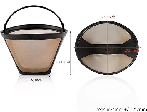 Miniatura 2 de Hession Filtros reutilizables para cafetera de cono n. 4, repuesto para filtros de cesta de café Ninja, paquete de 2