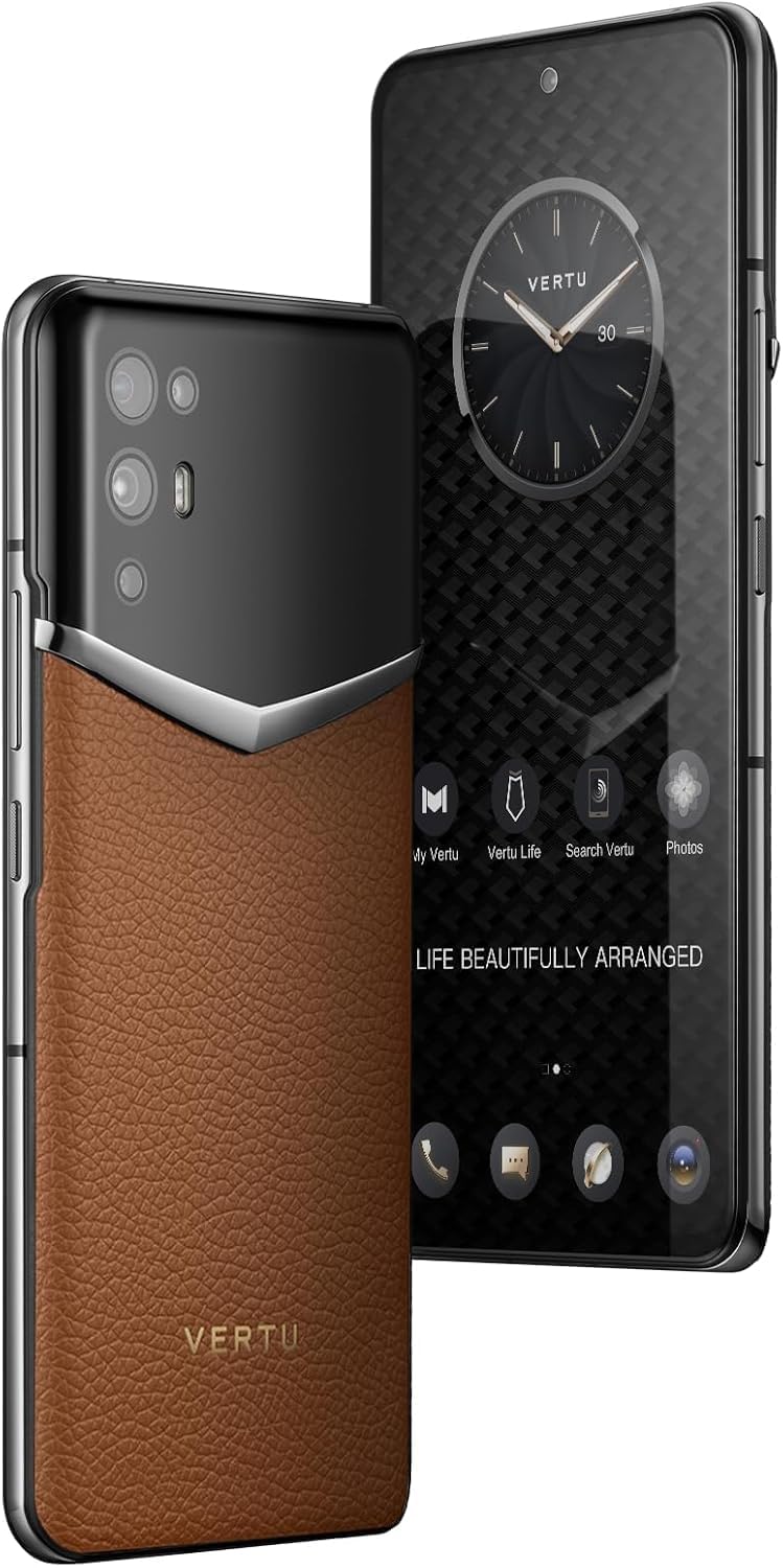 Vertu iVERTU Procella Calfskin 5G Phone, Unlocked Smartphone, Secure Encrypted, 64MP Camera, 12+512G, 120Hz FHD+(1080 * 2400) OLED Display, Dual SIM, Fast Charge (Black)
