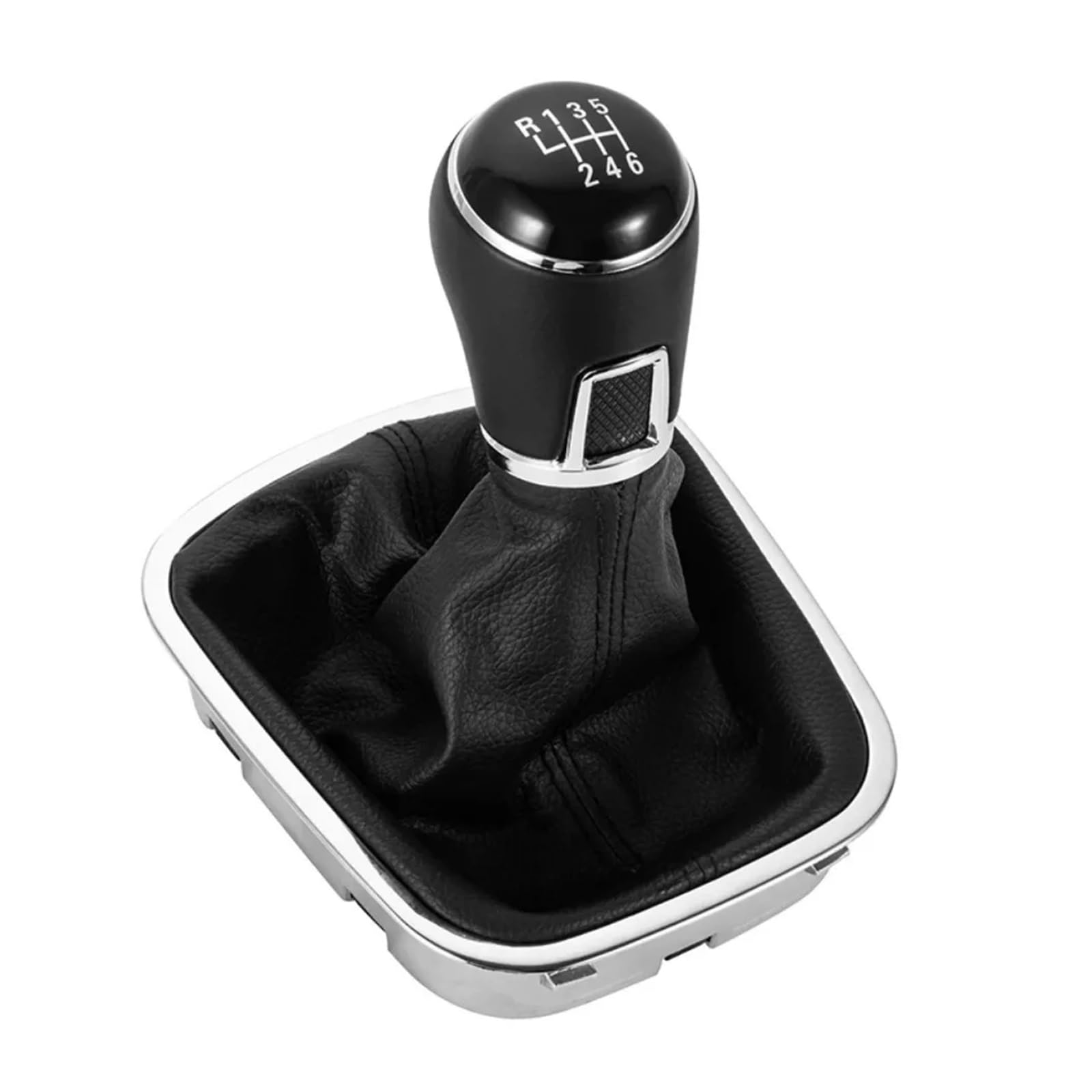 Jsyalmslw 6 Speed Leather Performance Shift Lever Knob For Vw Polo 6C 2015-2018 Abs/Leather