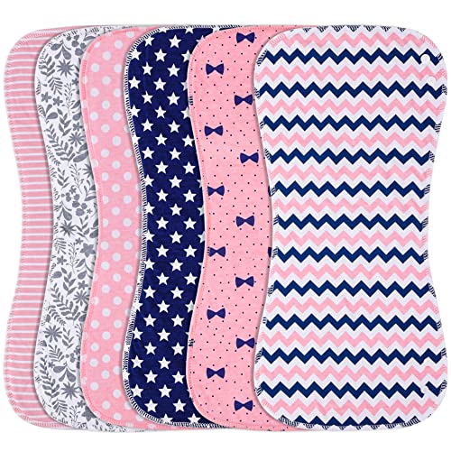 Image of Benoxine 2-in-1 Burp Cloths and Baby Bibs - 6 Pack Large Super Absorbent Soft Cotton Burping Cloths for Spit Up, 3 Layers Thick Baby Burp Rags for Girls & Boys