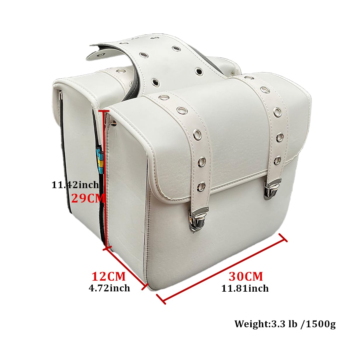 UNISTRENGH Retro Bicycle Pannier Bag Leather Rear Rack Bike Seatpost Bags, Motorcycle Saddle Accessories Bag (White, 30X12X29CM)