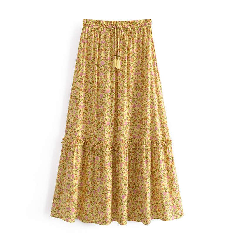 Jupe longue bohème en coton léger pour femme style hippie chic
