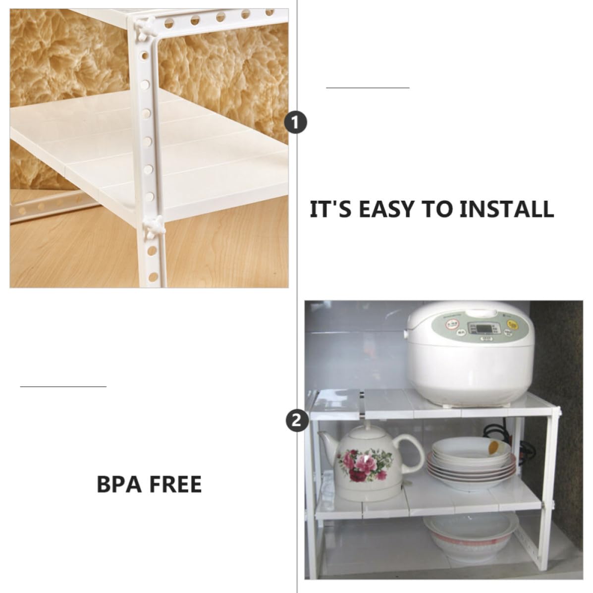 Organizador de Estantes de Acero Inoxidable y Plástico para Cocina, 2 Niveles 10 Estantes Extraíbles, Ahorro de Espacio y Fácil Instalación para Sala y Hogar