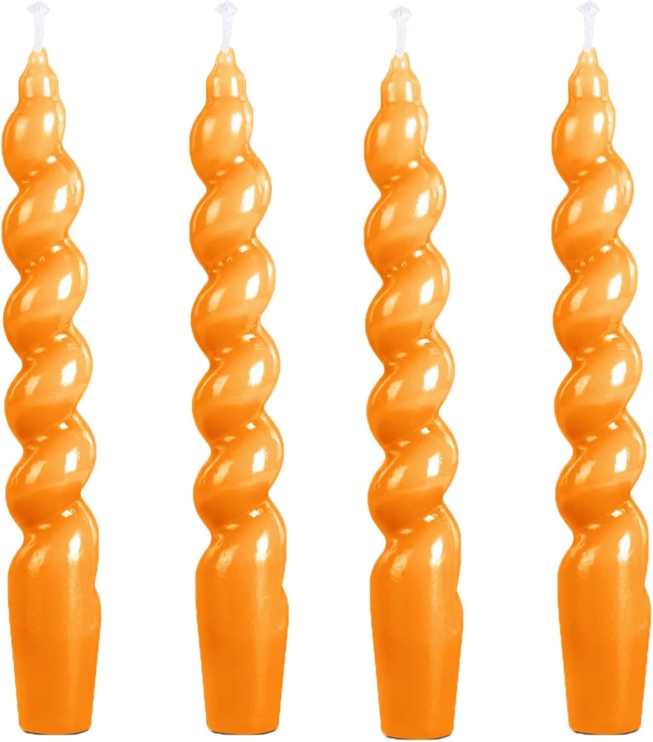 Berkebun 20CM Orange Spiral Candle Set of 4 Taper Candles Stick Candles,H7.5inch