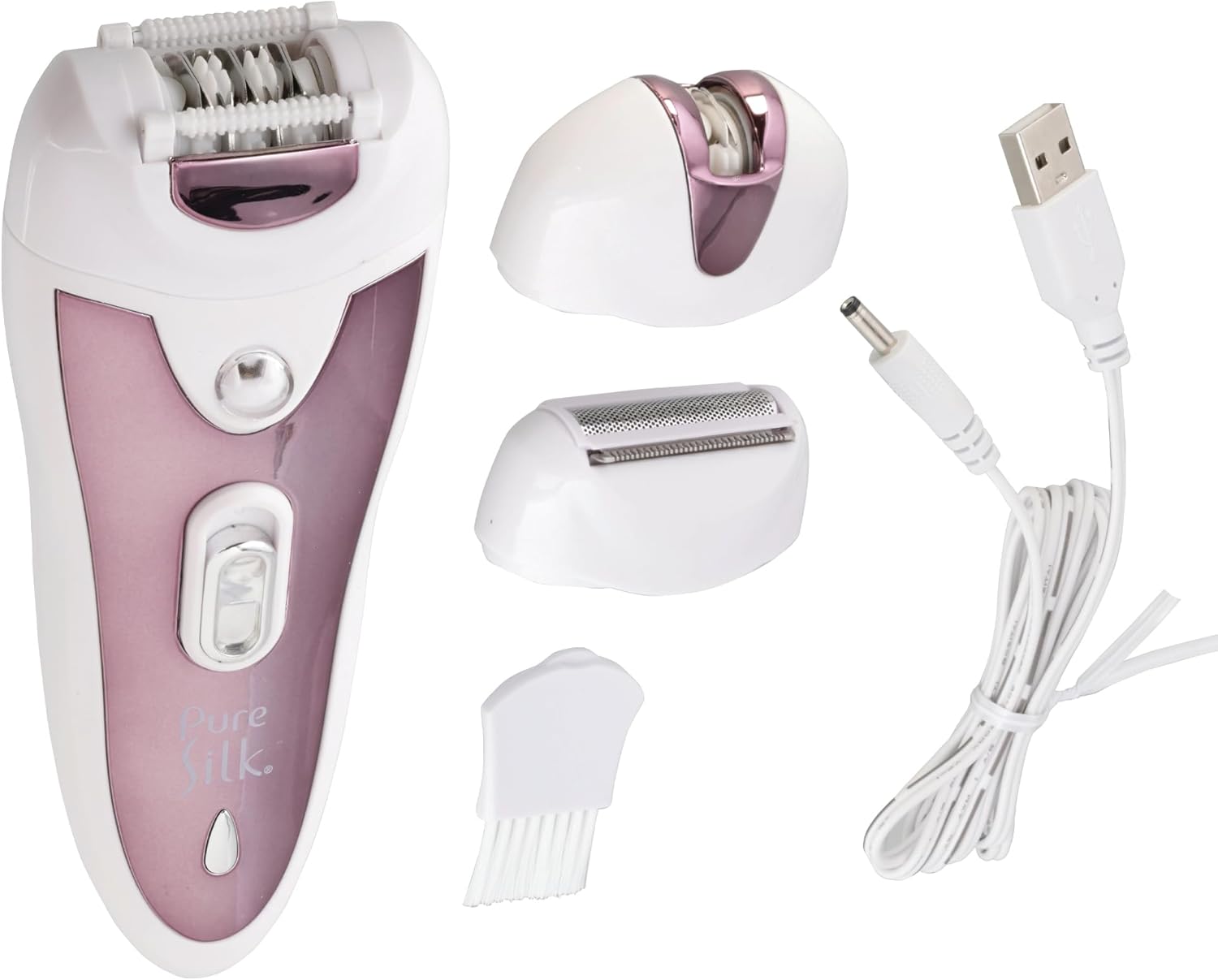 Pure Silk 3-in-1 Epilator & Shaver - Dual Epilator Heads, Foil Shaver, Precision LED Light, Adjustable Speeds, 60-Minute Rechargeable Battery - Perfect for Travel, On-The-Go, and at-Home Grooming