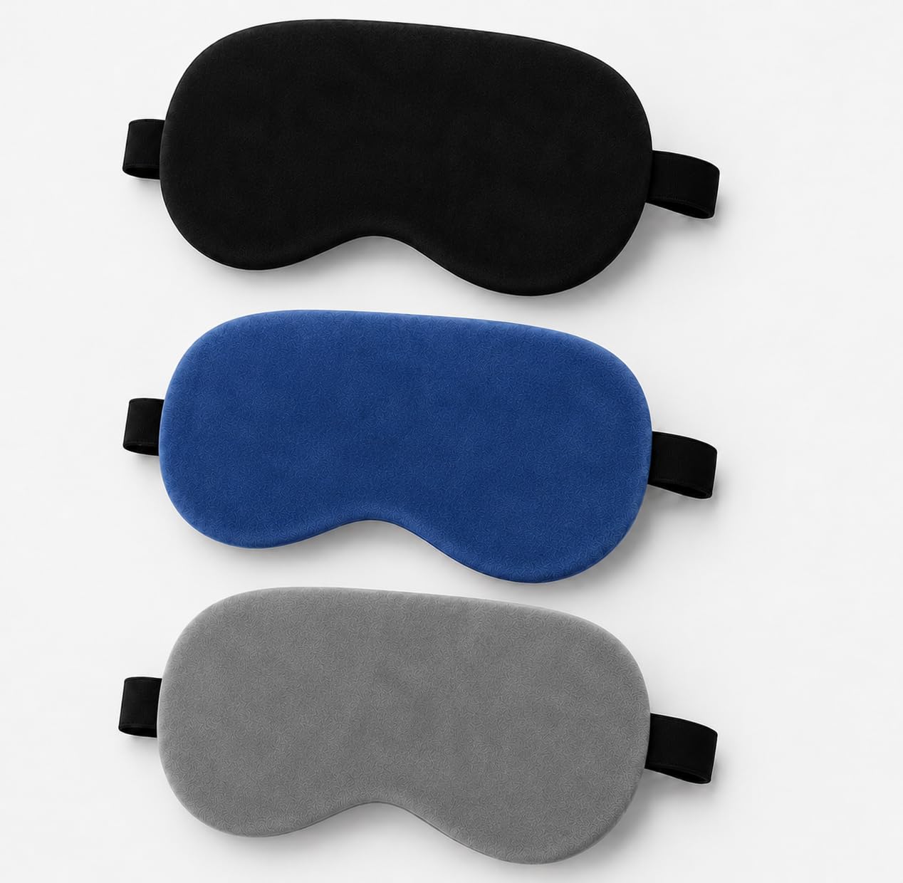 Velvet Sleep Eye Mask Combo Set of 3 Black Blue Grey for Travel, Sleeping & Meditation-image-44