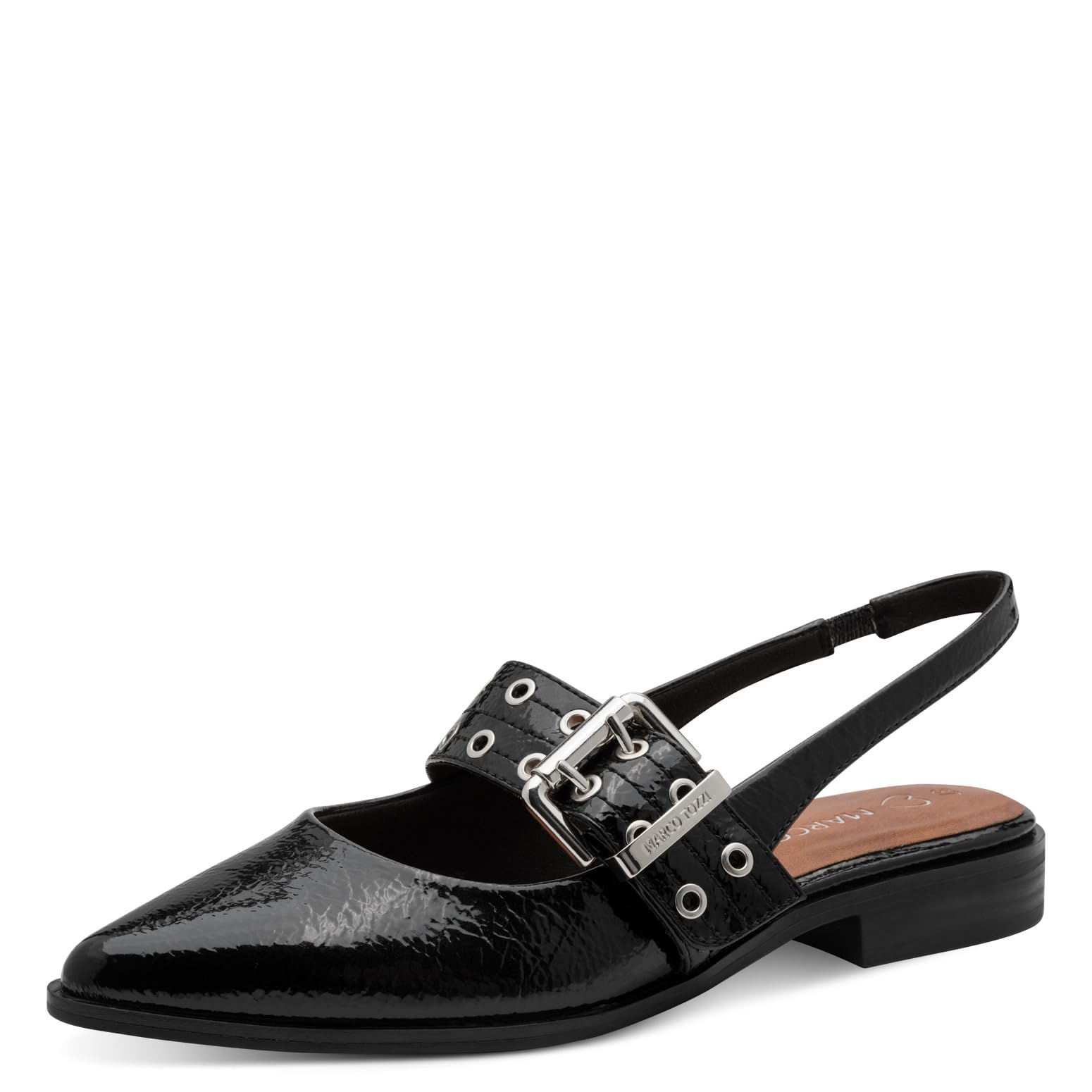 MARCO TOZZI Women's Pumps Soft Feel Me Footbed Soft Lining Vegan Vegan, Black (Black Patent), 5.5 UK