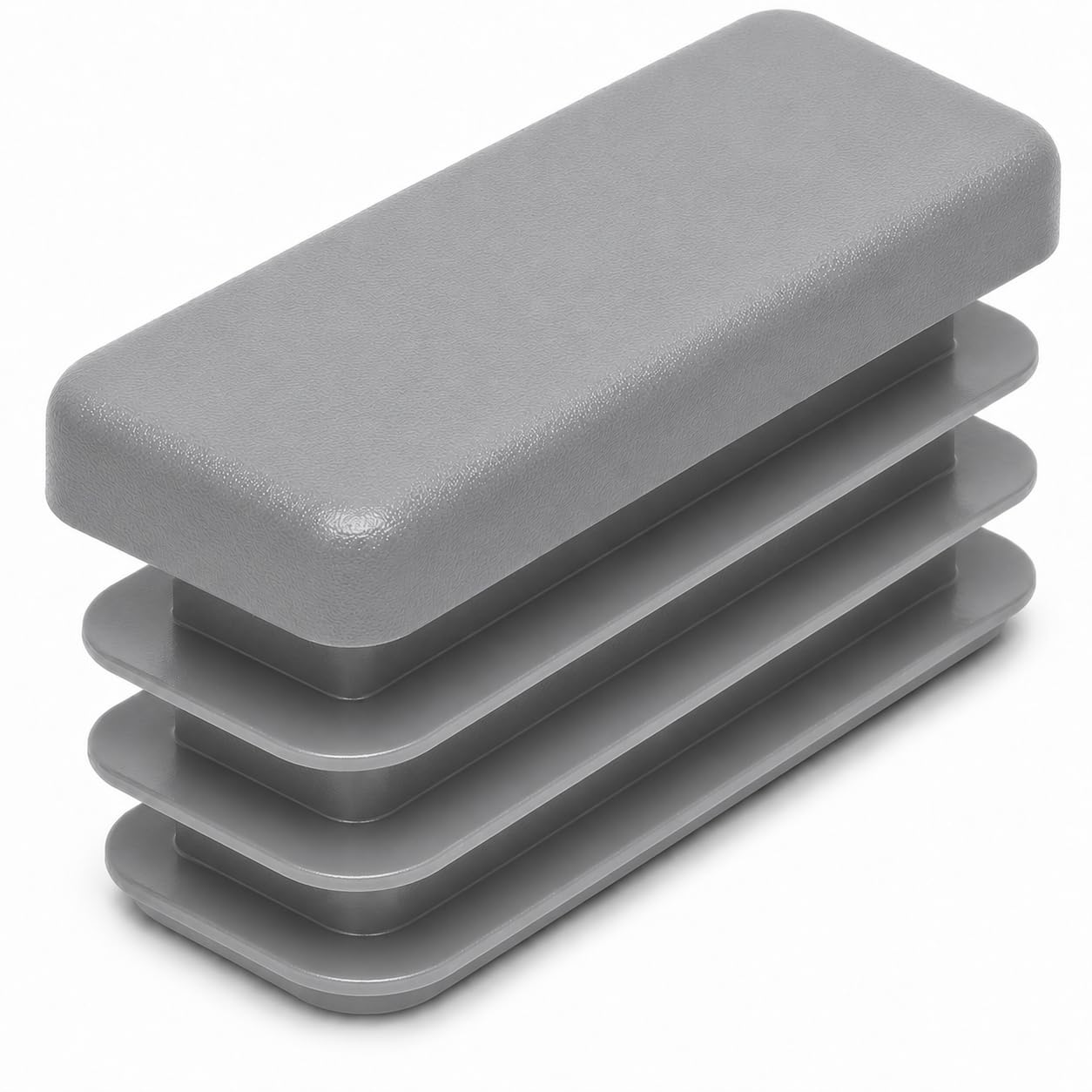(Pack of 10) Rectangular Plastic Plugs 25/64" x 1-3/16" (10 x 30 mm), Matt Tube Inserts, Fence Post Caps, Window Gray RAL 7040