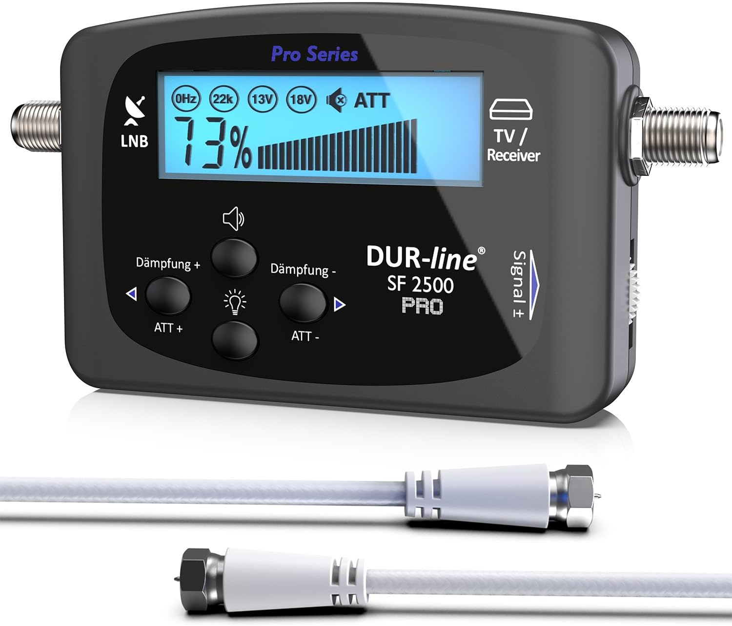 SF 2500 Pro - Satfinder - Display & Electronics Improved - Digital Satellite Meter for Exact Adjustment of Your Satellite Antenna - Finder Including F-Cable and Comprehensive Instructions
