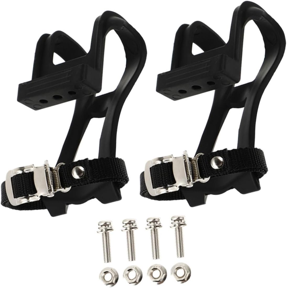 Kisangel 1 Set Replaceable Cycling Toe Cage Flexible Footrest Clips for Exercise Bike Easy Installation Comfortable Fit Includes with Straps Gym Accessories