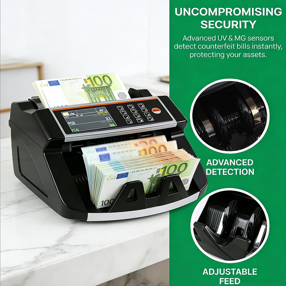 Contabanconote, Con Valucount, Con Rilevamento Di Banconote False Uv/Mg, 900 Banconote/Minuto, Con Display A Led, Supporta Usd/Eur/Gbp, Modalità Di Aggiunta E Conteggio In Batch