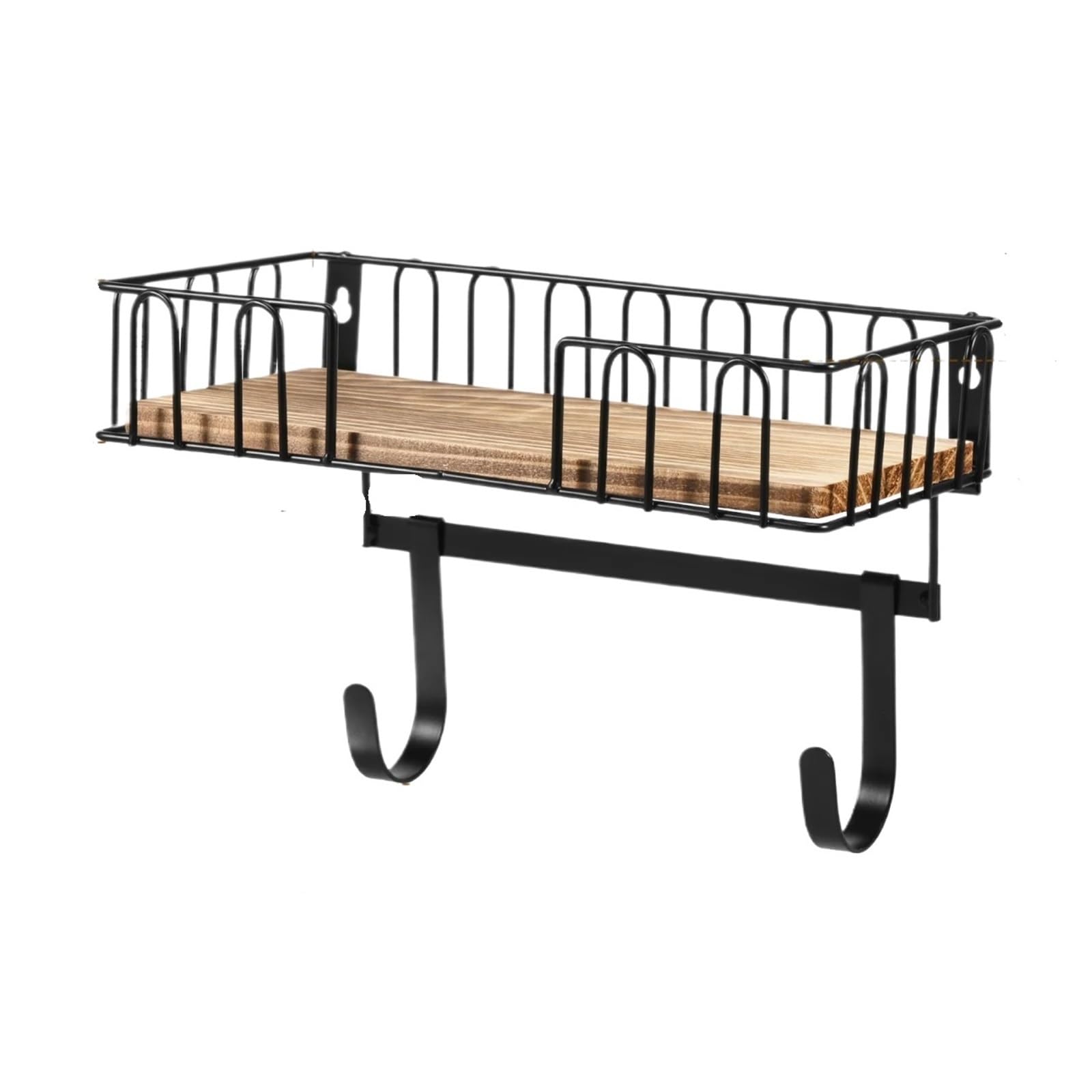 Supporto da Parete per ASSE da Stiro, Supporto da Parete for ASSE Stiro con Ganci portaoggetti in Legno Multicolore(Black)