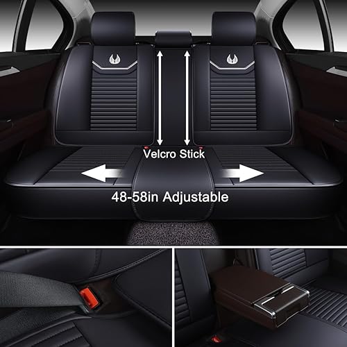 Miniatura 4 de OASIS AUTO Fundas de asiento de automóvil, 2 piezas, protector de cojín de piel de napa de alta calidad, ajuste universal para la mayoría de los