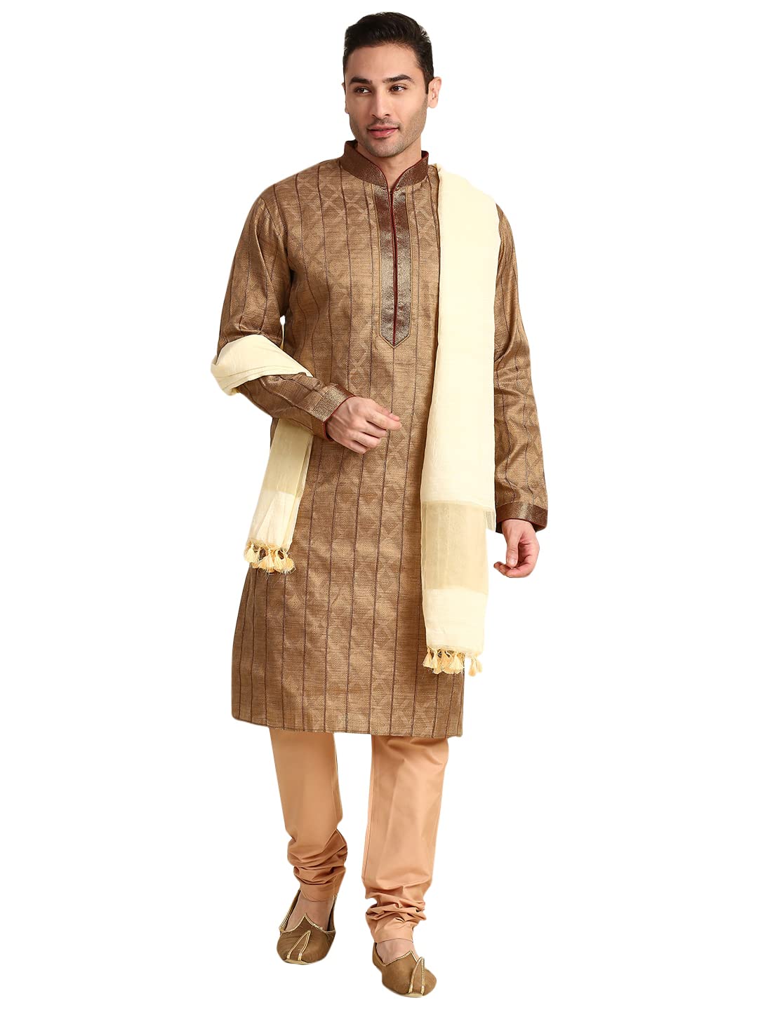 Men's Cream Linen Dupatta for Kurta/Sherwani/Achkan