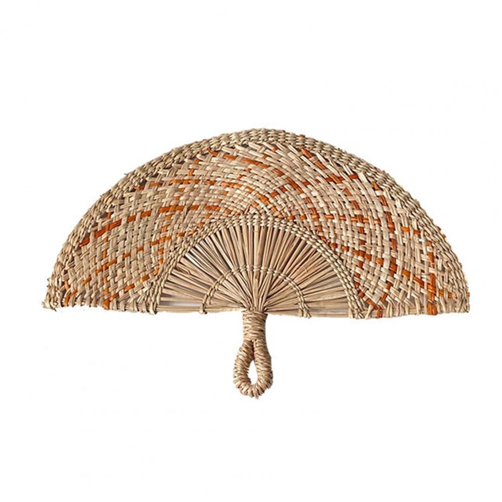 Woven Hand Fan, Hand-woven Straw Fan Multicolor Handheld for Parties and Outdoor Decor(Orange)