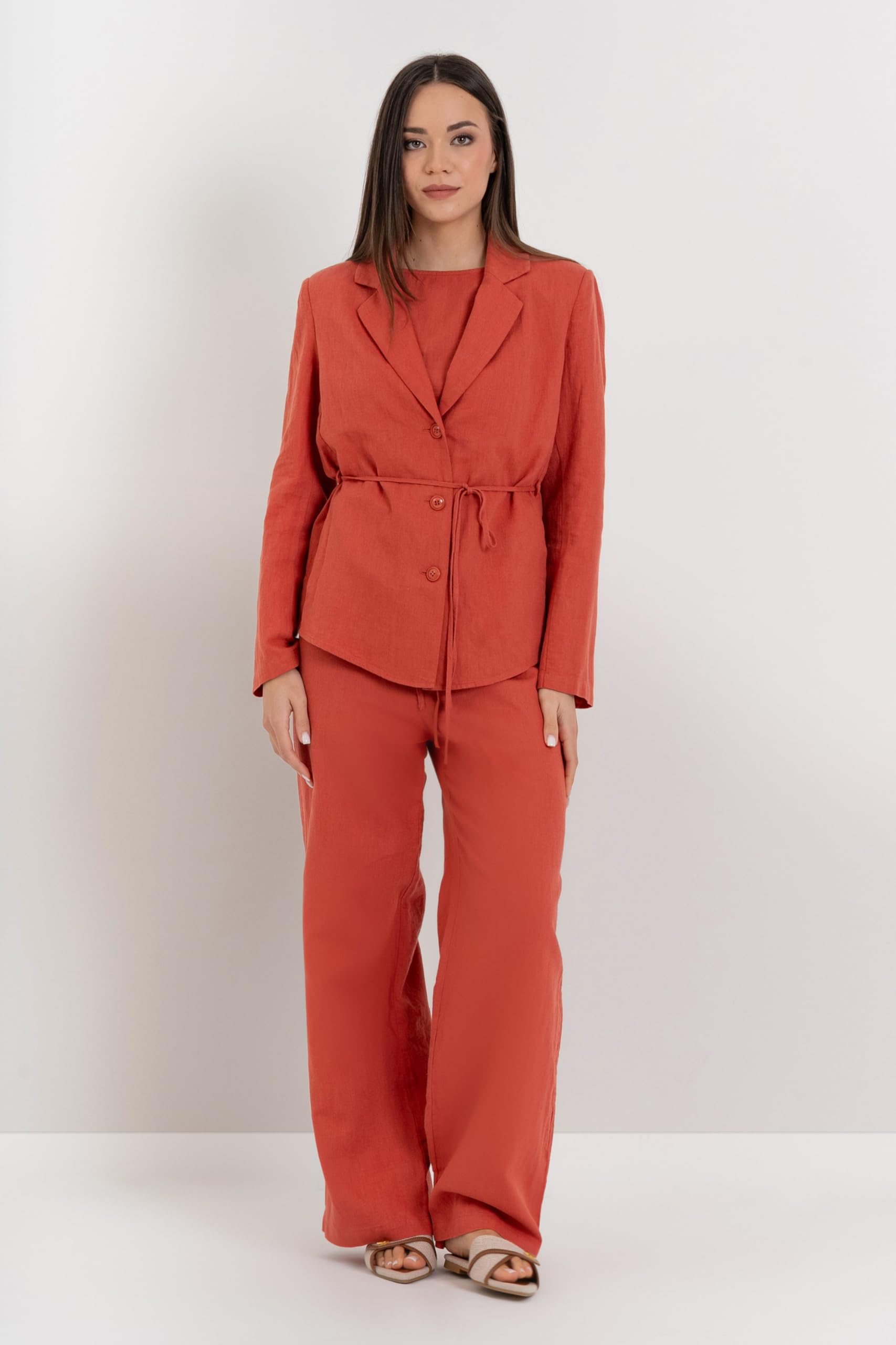 Kocca - Giacca Blazer da Donna in Lino e Cotone con Cintura Donna, Modello: P26RGC9105ABUN0000