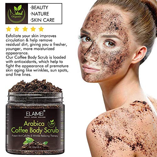 Natural Coffee Scrub with Organic Coffee Body Scrub, Best Acne, Anti Cellulite and Stretch Mark treatment, Spider Vein Therapy for Varicose Veins & Eczema - Image 6