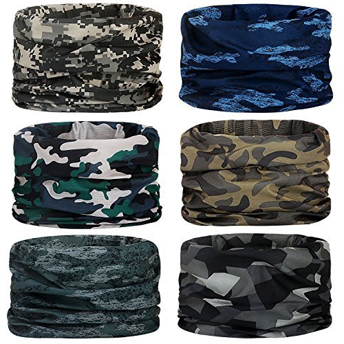 (6PCS-Camouflage-2) - Headwear,Head Wrap, Neck Gaiter, Fishing Mask, Magic Scarf, Tube Mask, Face Bandana Mask, Neck Balaclava and Sport Scarf 12 in 1 Headband Sweatband for Fishing, Hiking, Runnin...