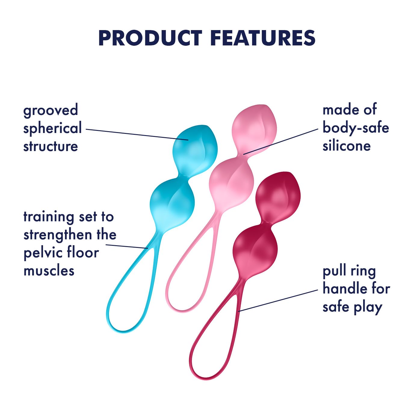 Satisfyer Balls Love Balls | Palline di Kegel e allenatore del Pavimento Pelvico per le Donne | Set di giocattoli da 3 Pezzi | Palline Vaginali | Migliorano il Sesso | Palle d'Amore per le Donne